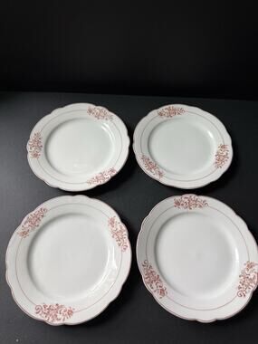 Gilman & Collamore & Co NY Luncheon Plates 7” Porcelain White Red Set 4 5th Ave